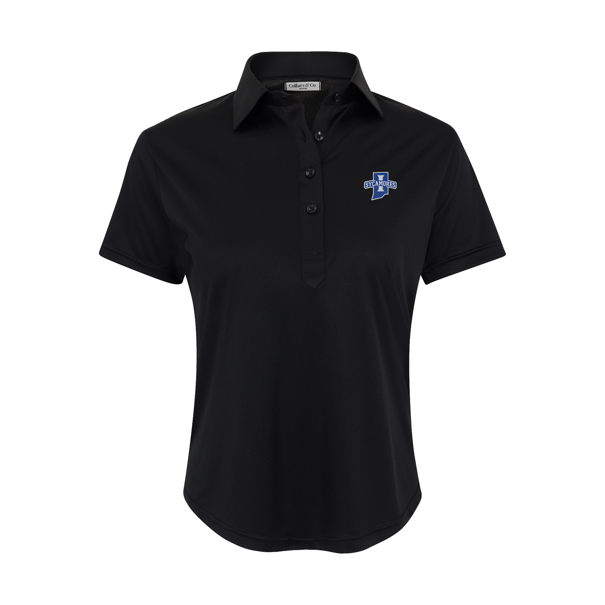Indiana State Women's Cap Sleeve Semi Spread Polo Black