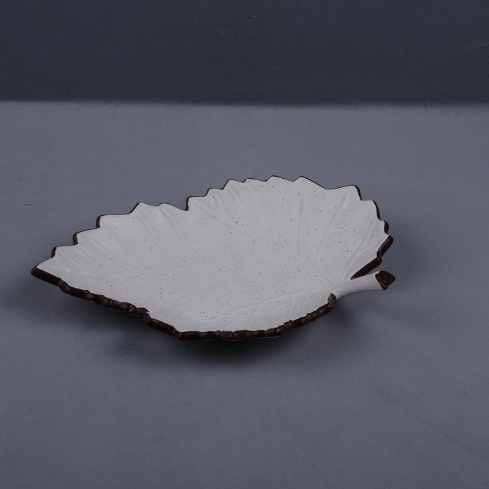 Handmade Decorative Ceramic Platter For Serving & Decor - LEAF