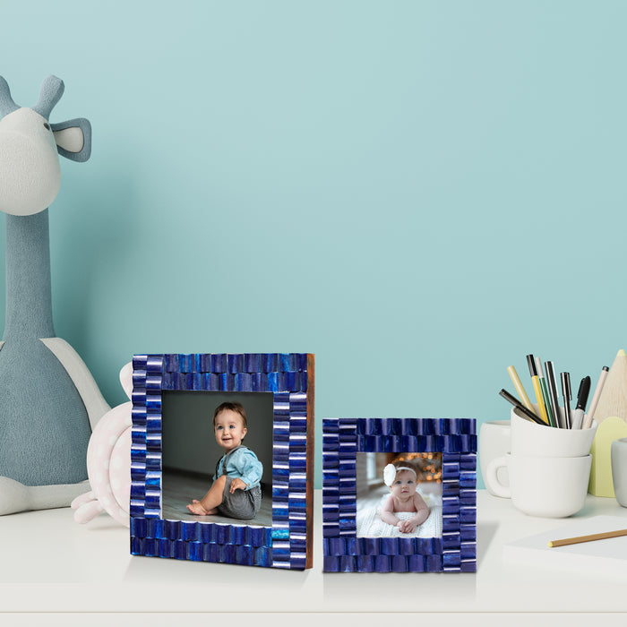 Indigo Ridge Picture Frame | Blue Bone Inlay & Resin | 3x3 | 4x4