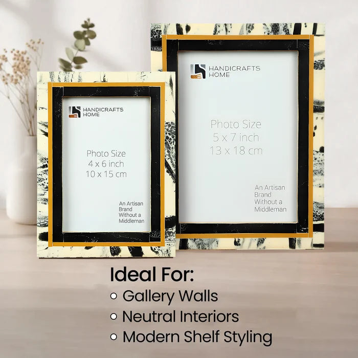 Picture Frames Abstract Ink Art Collection Resin Inlay - Black, 4x6 & 5x7
