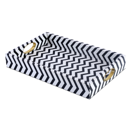 Handmade 17x11 Decorative Tray B&W Serving Decor Ottoman Centerpiece