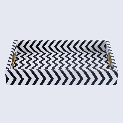 17x11 Decorative Tray B&W Serving Decor Ottoman Centerpiece