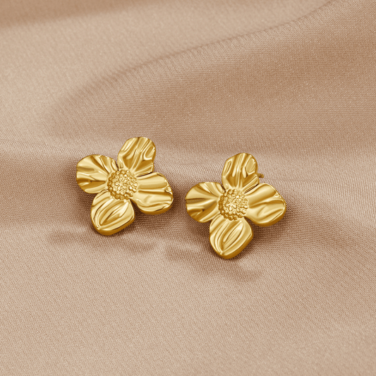 18K Gold Flower Earrings