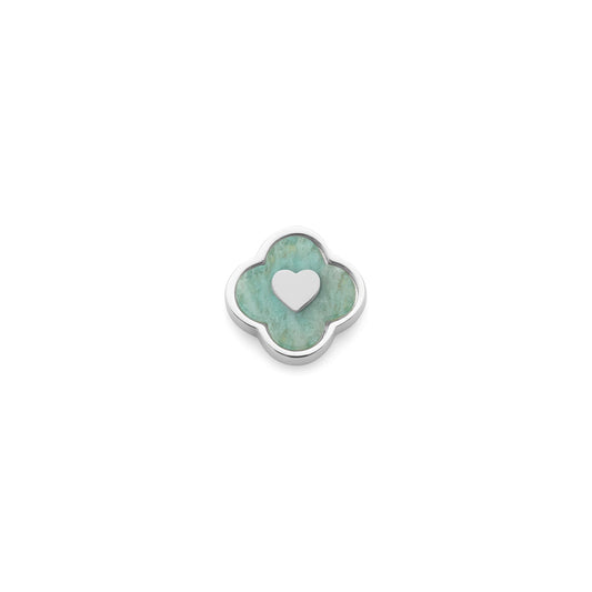 Amazonite Clover Charms (Silver) - Heart