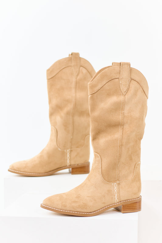 Chinese Laundry Camel Microsuede Western Boots