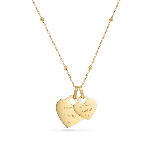 Double Heart Token Necklace (Gold)