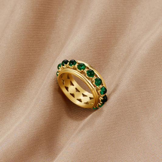 Emerald Stone Crystal Ring