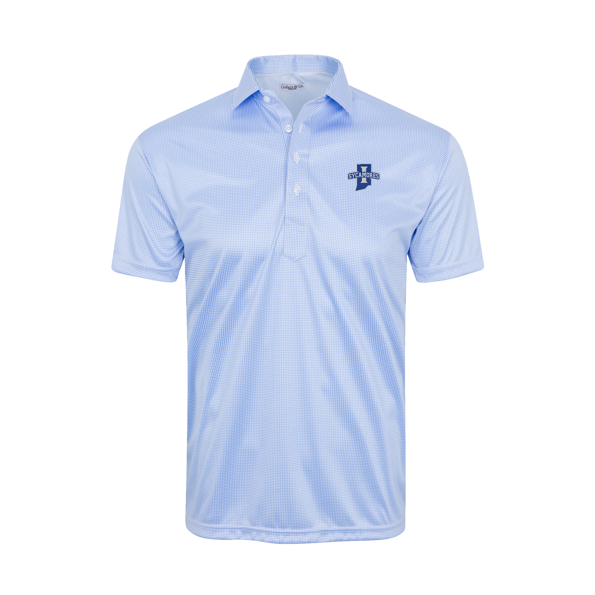 Indiana State Semi-Spread Collar Polo Blue Houndstooth