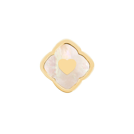 Rosette Pearl Clover Charms (Gold) - Heart