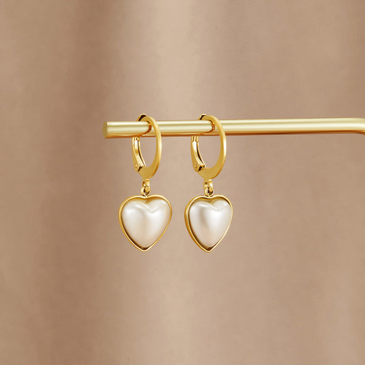 'Pure Heart' Pearl Hoop Earrings