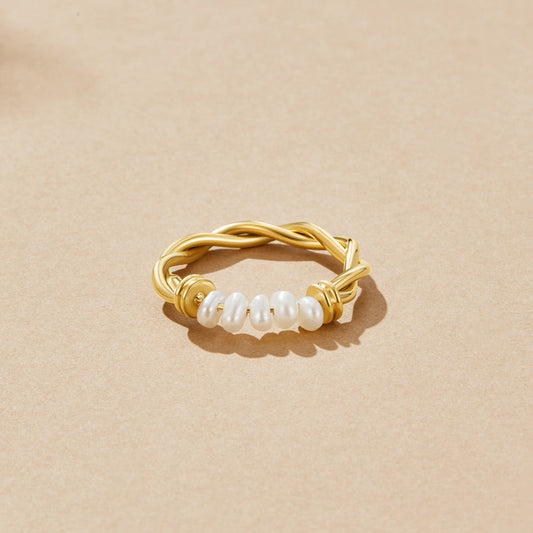 Twisted Classic Freshwater Pearl Ring