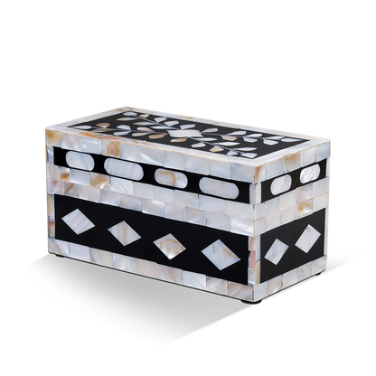 Handmade Alhambra Negra decorative storage box Mother of pearl & Resin in 4 Sizes