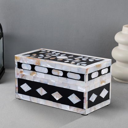 Handmade Alhambra Negra decorative storage box Mother of pearl & Resin in 4 Sizes