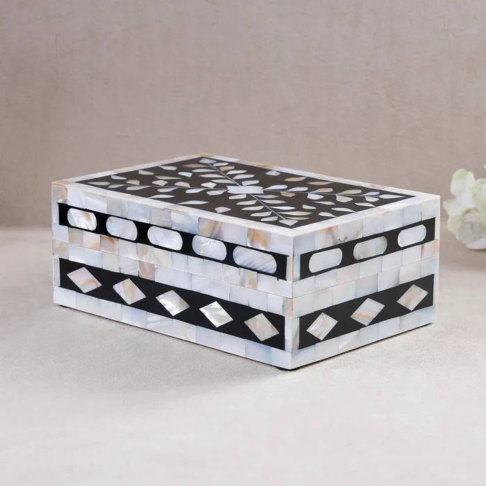 Alhambra Negra decorative storage box Mother of pearl & Resin in 4 Sizes