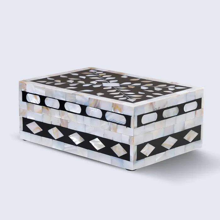 Alhambra Negra decorative storage box Mother of pearl & Resin in 4 Sizes