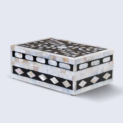 Alhambra Negra decorative storage box Mother of pearl & Resin in 4 Sizes