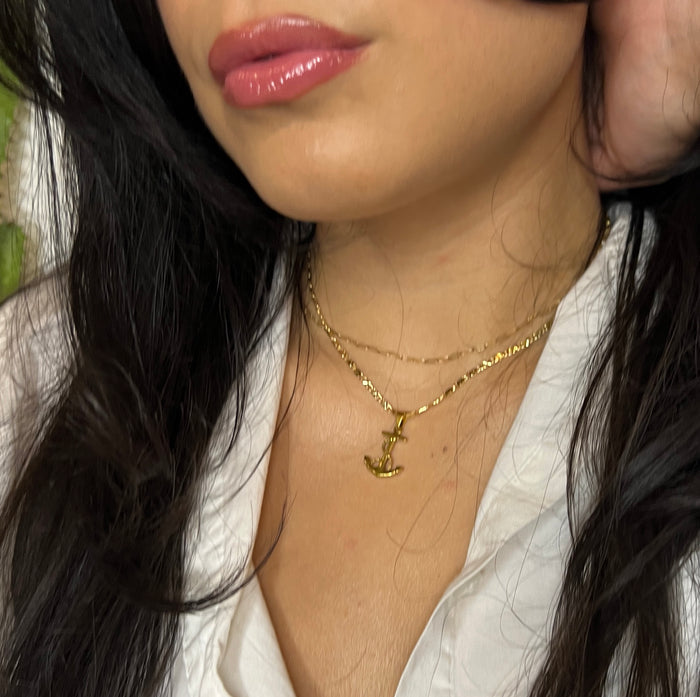 Anchor Charm and Chain (18k Gold Plated)