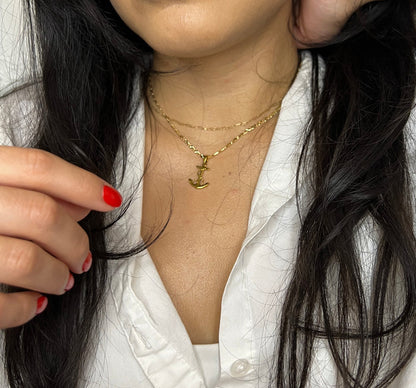 Anchor Charm and Chain (18k Gold Plated)