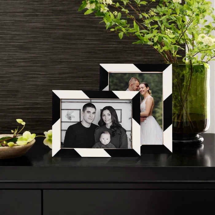 Handmade Artisan Bedazzle Black & White Picture Frames 4x6 5x7 8x10, for tabletop or wall display