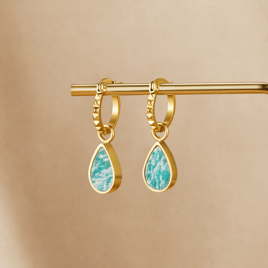 Astoria Green Stone Hoop Earrings