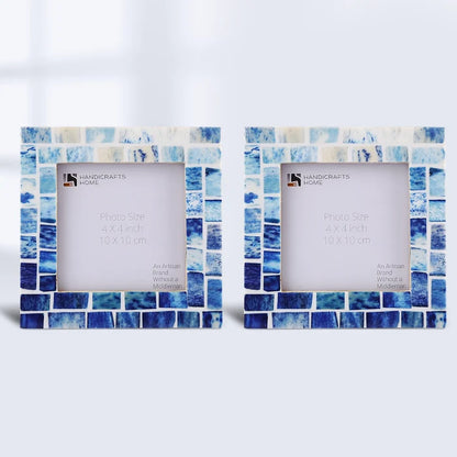Baby Picture Frames Indigo Pattern Bone Inlay 4" x 4"