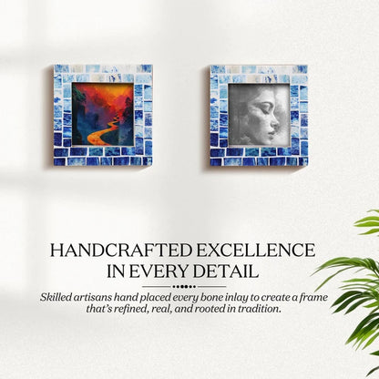 Baby Picture Frames Indigo Pattern Bone Inlay 4" x 4"