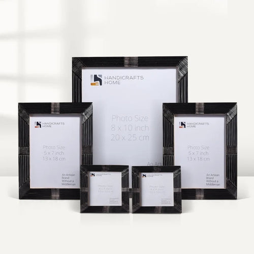Handmade Black Horn Inlay Picture Frame Set – Textured Finish Decor ( 5 Pieces