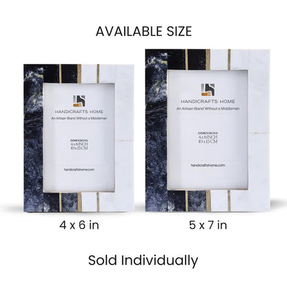 Black White Resin Brass Inlay Picture Frame Tabletop 4x6 5x7