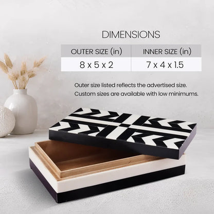 Black & White Resin Inlay Decorative Box | Patisserie Adorn