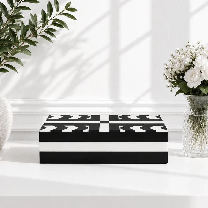 Black & White Resin Inlay Decorative Box | Patisserie Adorn