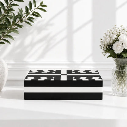 Black & White Resin Inlay Decorative Box | Patisserie Adorn
