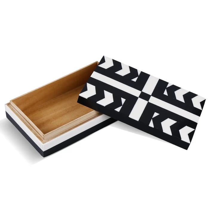 Black & White Resin Inlay Decorative Box | Patisserie Adorn