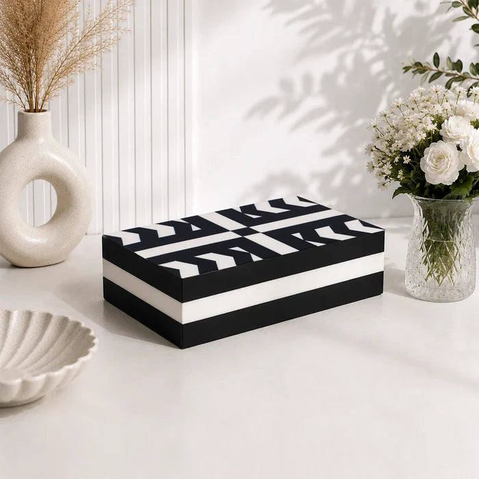 Black & White Resin Inlay Decorative Box | Patisserie Adorn
