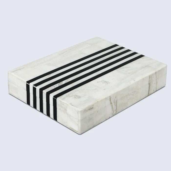 Handmade Black White Resin Inlay Decorative Storage Box – Mono Sprint Collection (7 Sizes