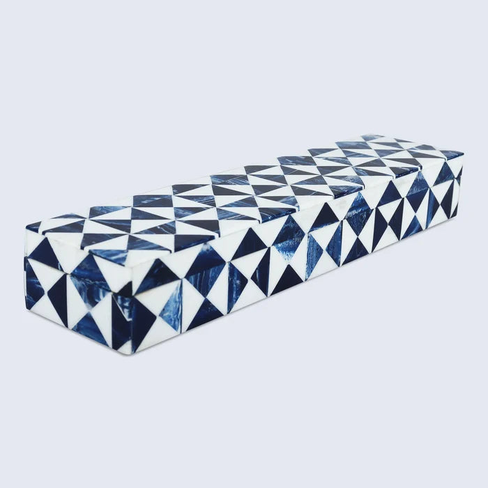 Handmade Blue and White Resin Inlay Storage Box – Marquet Indigo Collection