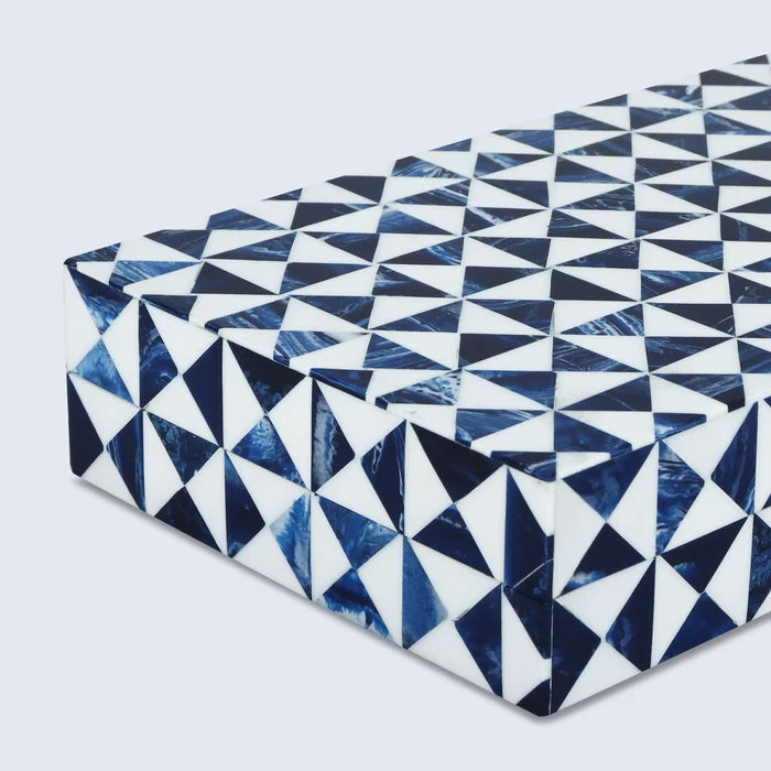 Handmade Blue and White Resin Inlay Storage Box – Marquet Indigo Collection