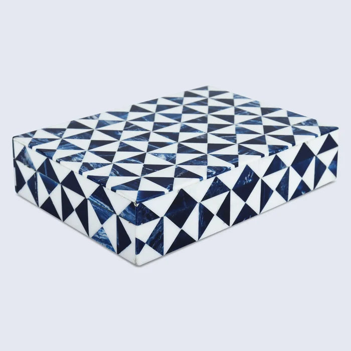 Handmade Blue and White Resin Inlay Storage Box – Marquet Indigo Collection