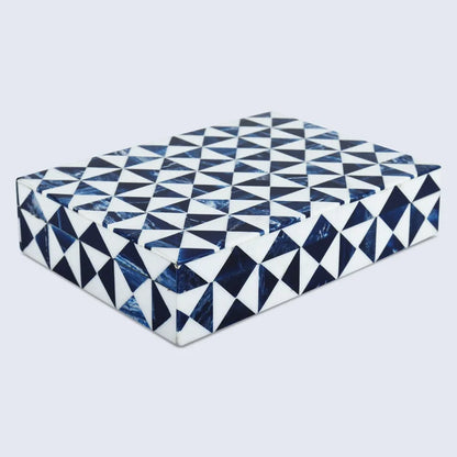 Handmade Blue and White Resin Inlay Storage Box – Marquet Indigo Collection