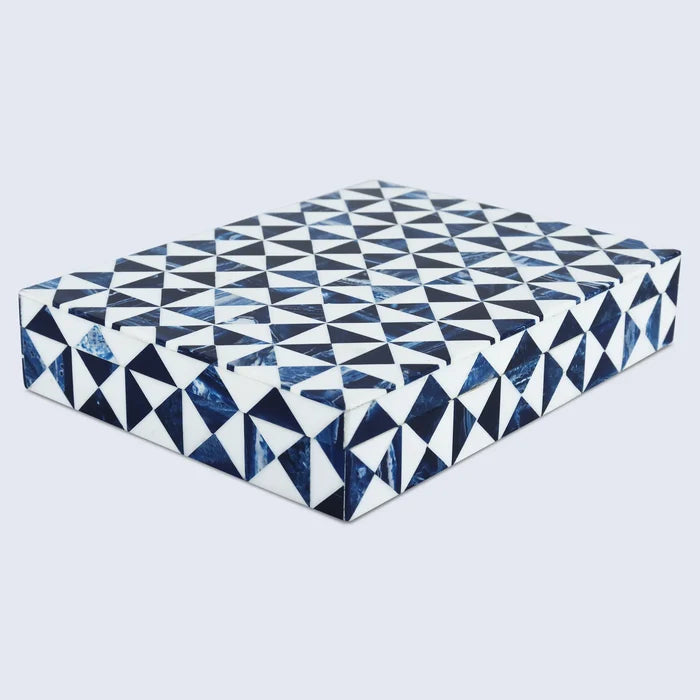 Handmade Blue and White Resin Inlay Storage Box – Marquet Indigo Collection