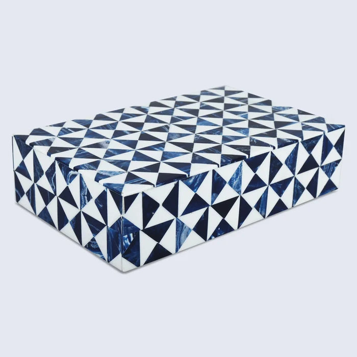 Handmade Blue and White Resin Inlay Storage Box – Marquet Indigo Collection