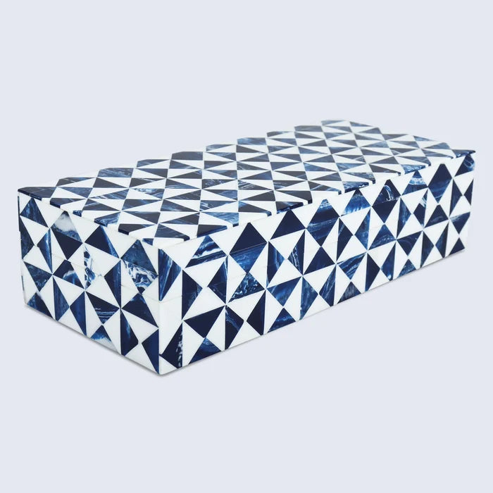 Handmade Blue and White Resin Inlay Storage Box – Marquet Indigo Collection
