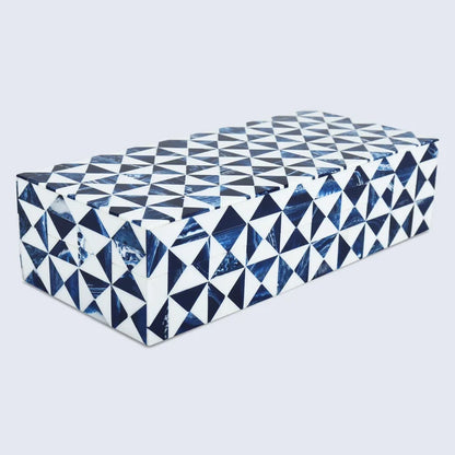Handmade Blue and White Resin Inlay Storage Box – Marquet Indigo Collection