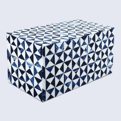 Handmade Blue and White Resin Inlay Storage Box – Marquet Indigo Collection