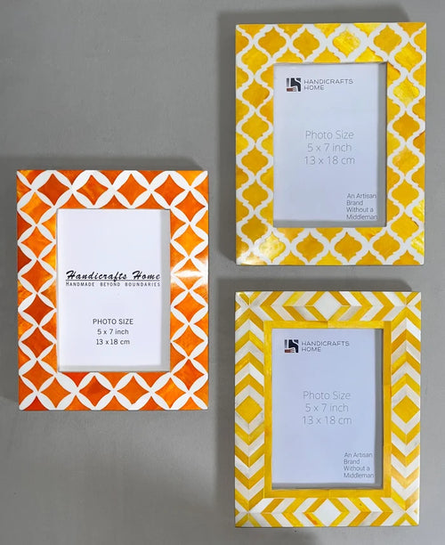 Handmade Bone Inlay & Resin Picture Frame - Kristen Collection - Fits 5x7 Photos, for tabletop or wall display
