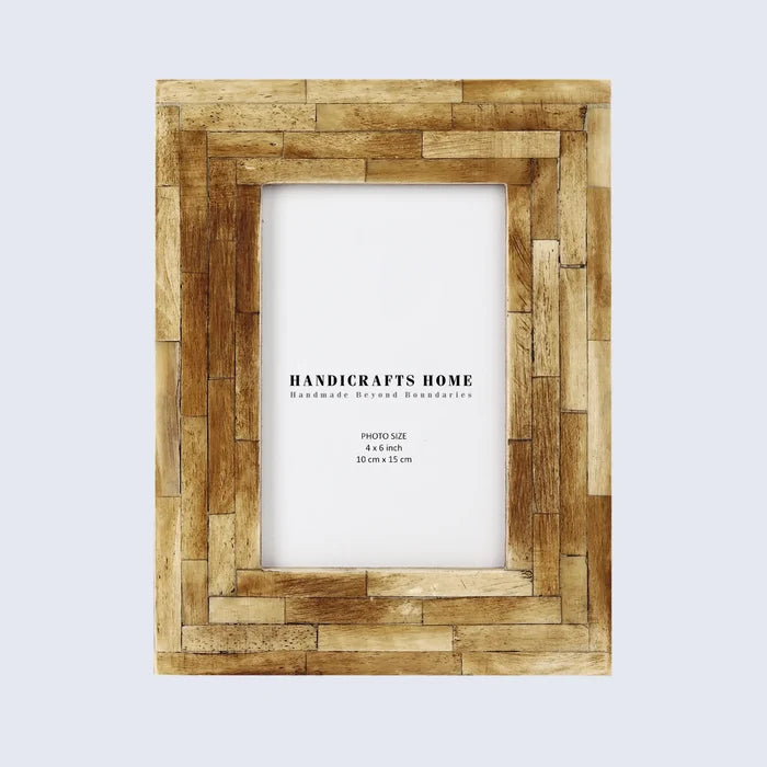 Handmade Brown Bone Inlay Picture Frame - Antique Collection - 4x6 5x7, for tabletop or wall display