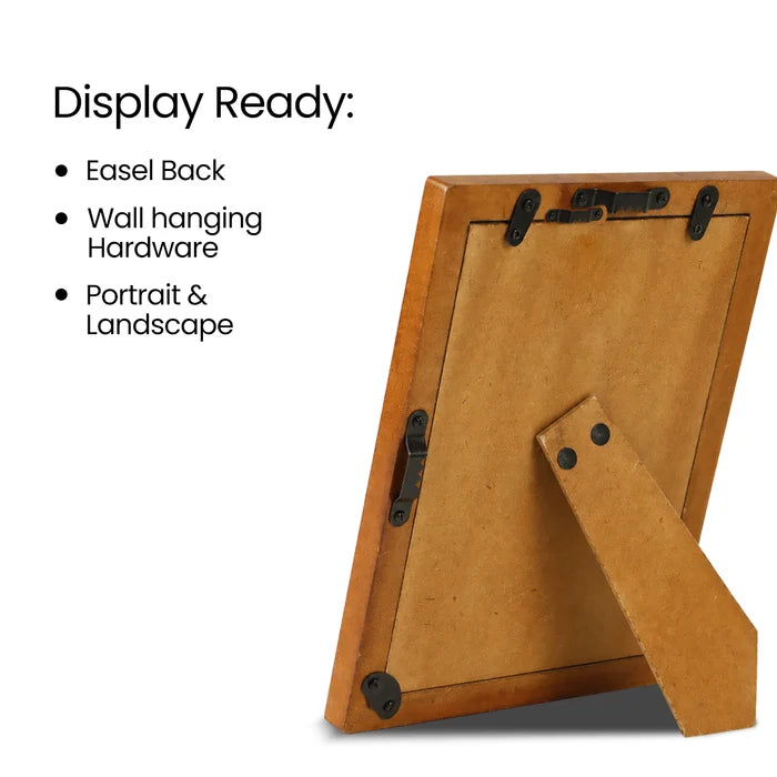 Brown White Wood & Bone Inlay Interlock Photo Frame, 2 Sizes