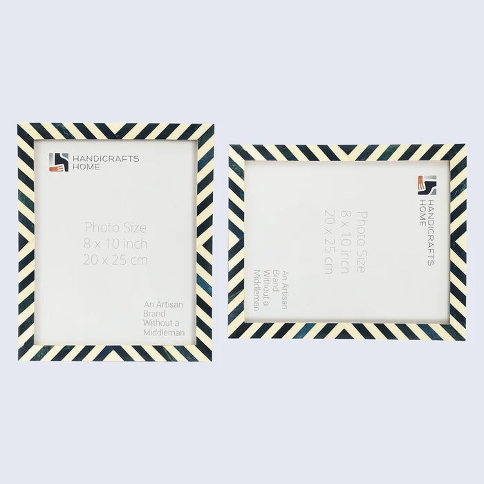 Handmade Candy Cane Blueberry Resin Inlay Picture Frame, Blue - White, 3 Sizes, for tabletop or wall display