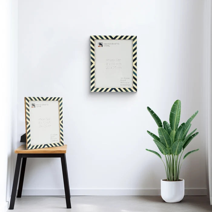 Candy Cane Blueberry Resin Inlay Picture Frame, Blue - White, 3 Sizes (Set of 2)