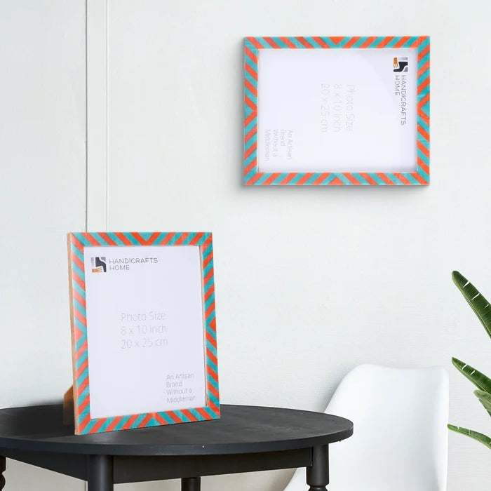 Handmade Candy Cane Melon Twist Resin Inlay Picture Frame, Red - Green, 3 Sizes, for tabletop or wall display