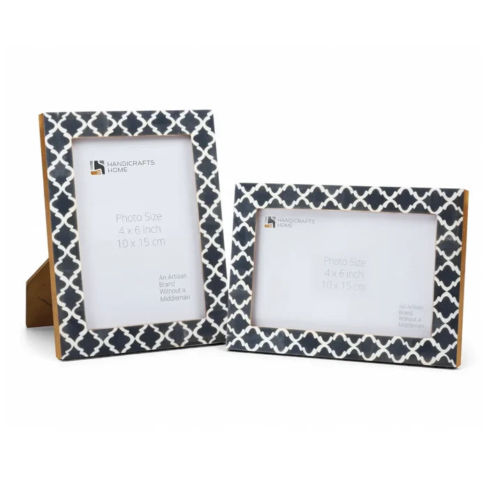 Handmade Casablanca Fumar Resin Inlay Picture Frame Set 2, for tabletop or wall display